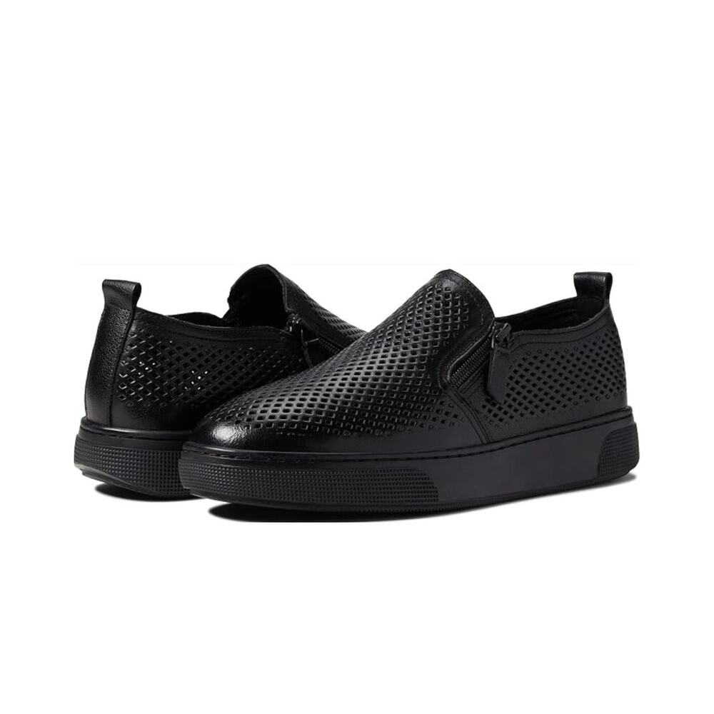 Propet Womens Kate Casual Sneaker Size 7.5 Black Perforated Leather Slip-On NWOB
